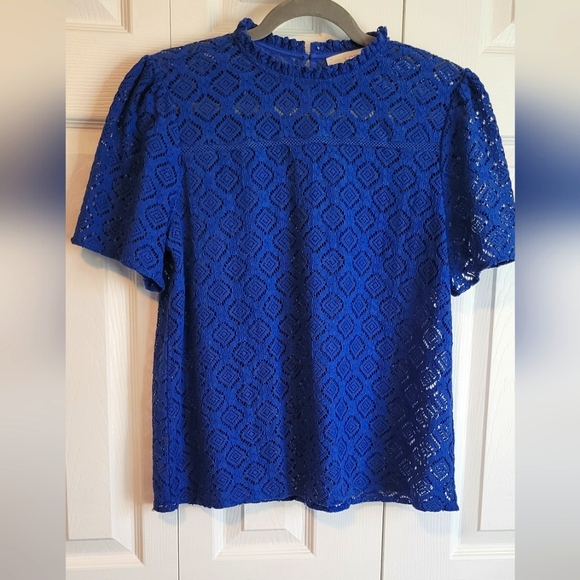 Ann Taylor Tops - 🤩 Ann Taylor LOFT Navy Blue Lace Blouse Top Women's Medium